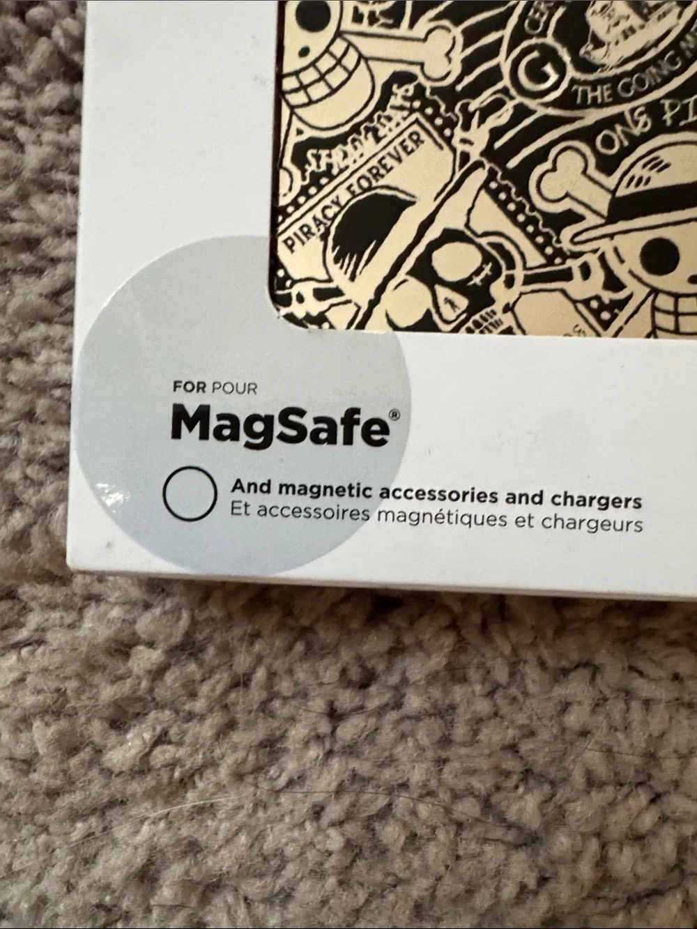 One Peice PopSocket PopCase for MagSafe - Black & Silver Graphic Skull Pattern